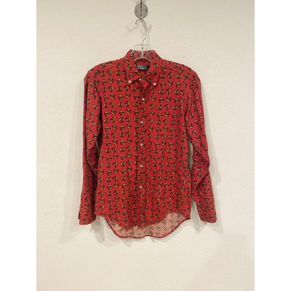 Polo Ralph Lauren Shirt Womens 14 Horse Print Button Down Long Sleeve Western - Picture 1 of 4